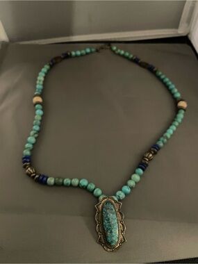 B. Piaso Jr. Sterling Turquoise Beaded Pendant Necklace